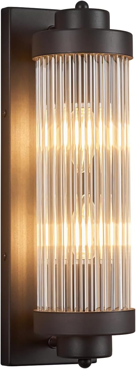 Black Wall Sconces with Crystal Glass Strip Bathroom Sconces Modern Wall Lights