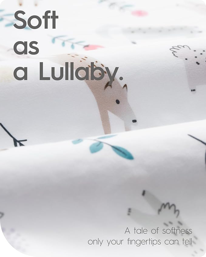 Ultra Soft Pack N Play Sheets - Fitted, Premium Jersey Knit, Stretchy Neutral, Woodland Mini Crib Sheets for Graco Pack and Play, 2 Pack (Deer&Rabbit)