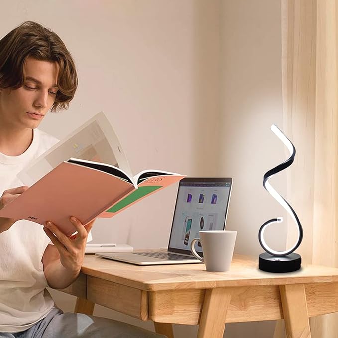 Modern Spiral LED Table Lamp Set of 2, 10W Touch Control Table Lamp