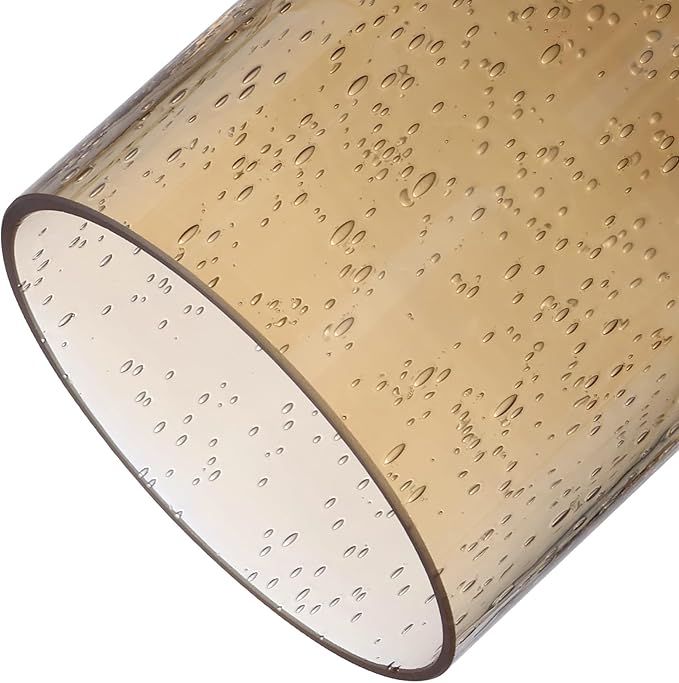 3 Pack Amber Bubble Glass Lamp Shade Replacement, 4in Diameter 6in Tall