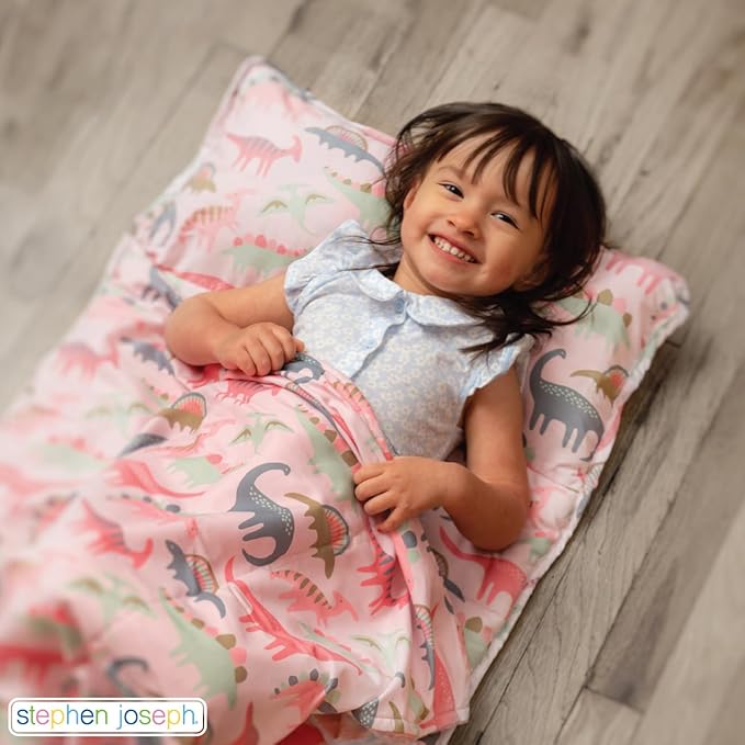 Stephen Joseph, Toddler All Over Print Nap Mat with Soft Blanket and Removable Pillow for Boys & Girls, Kids Sleeping Bag for Elementary, Daycare, Preschool with Carry Handle