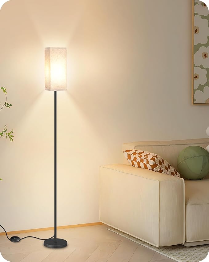 64.6" Floor Lamp, Pole with Foot Switch, Modern Standing Lamp Lampshade