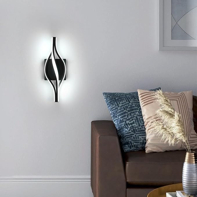 DELIPOP Modern Wall Sconces, Spiral LED Wall Sconce Lighting, 6500K Cool White