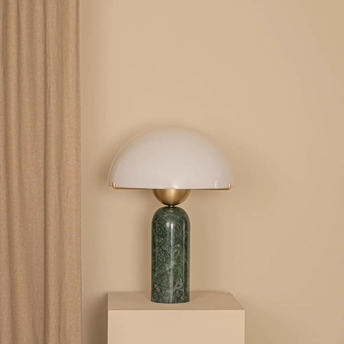 Modern Dome Shaped Table Lamp Mid-Century Accent Lamp Green Marble Desk Lamp