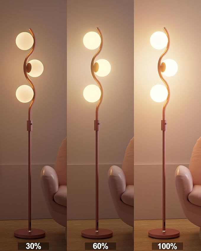 60IN Dimmable Pink Floor Lamp, Modern Standing Lamps