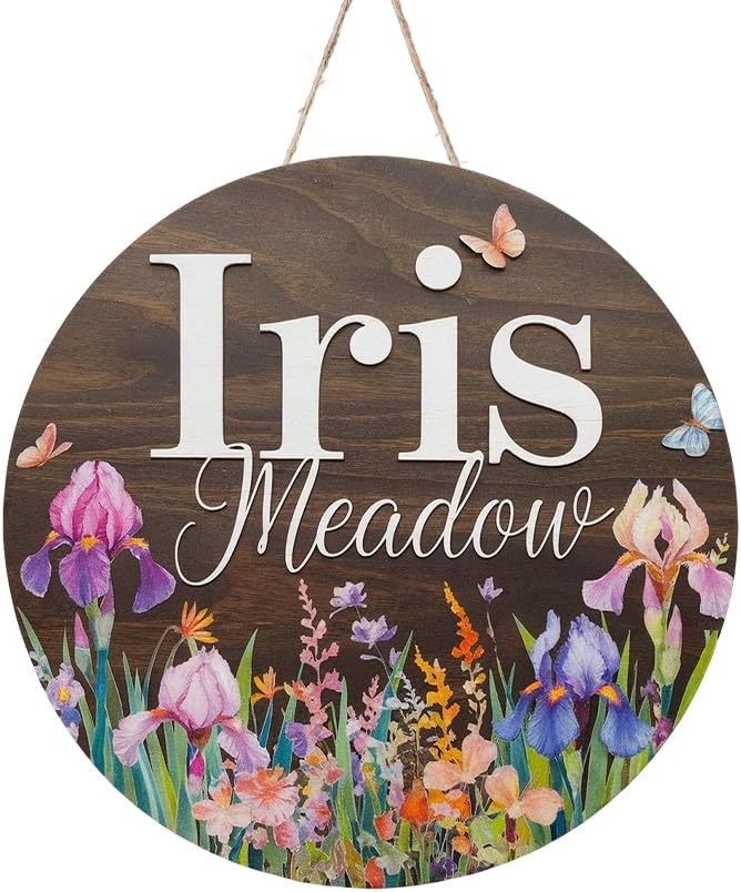 Personalized Wooden Name Signs for Nursery, Iris Sign for Baby Door Decor, Newborn Gifts for Girl, Girls Nursery Wall Bedroom Decorations, Mother's Day Gifts for New Mom Dad Gift