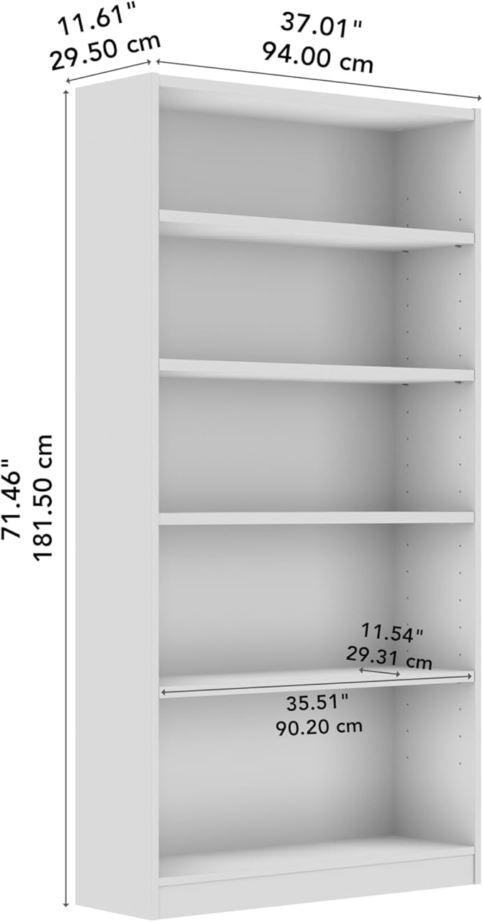 Bush Furniture Universal Tall 5 Shelf Bookcase in Natural Elm, Vertical Storage and Display Bookshelf for Home Office or Living Room Organization