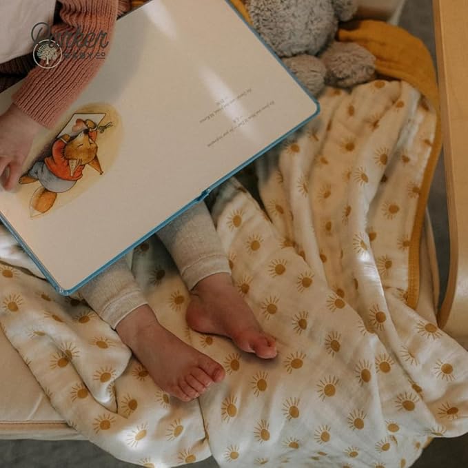 Parker Baby Muslin Blanket | 100% Soft Cotton Toddler Quilt & Baby Muslin Swaddle | Gender Neutral Design 47" x 47" Blanket