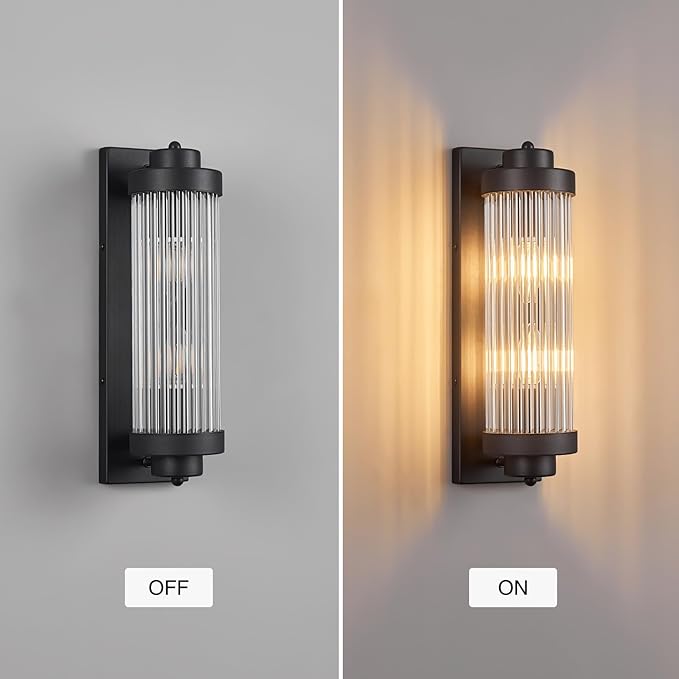Black Wall Sconces with Crystal Glass Strip Bathroom Sconces Modern Wall Lights