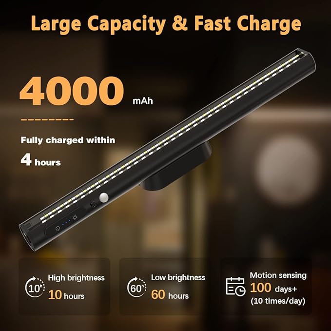 Battery Powered Operated Wall Strip Lights, Motion Sensor LED Light Bar Indoor