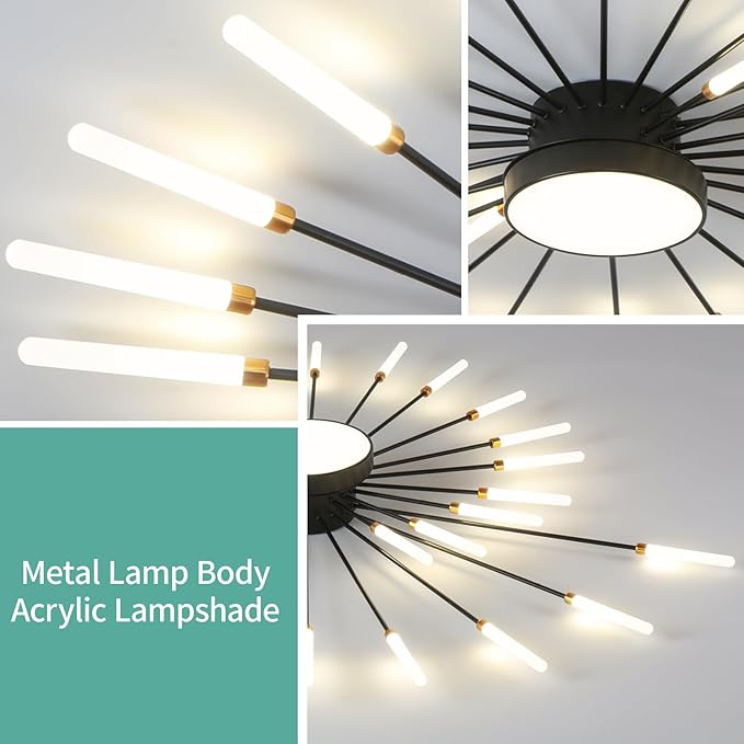 ziidoo Modern Ceiling Light, 28+1 Lights Metal Firework Designed Chic Led