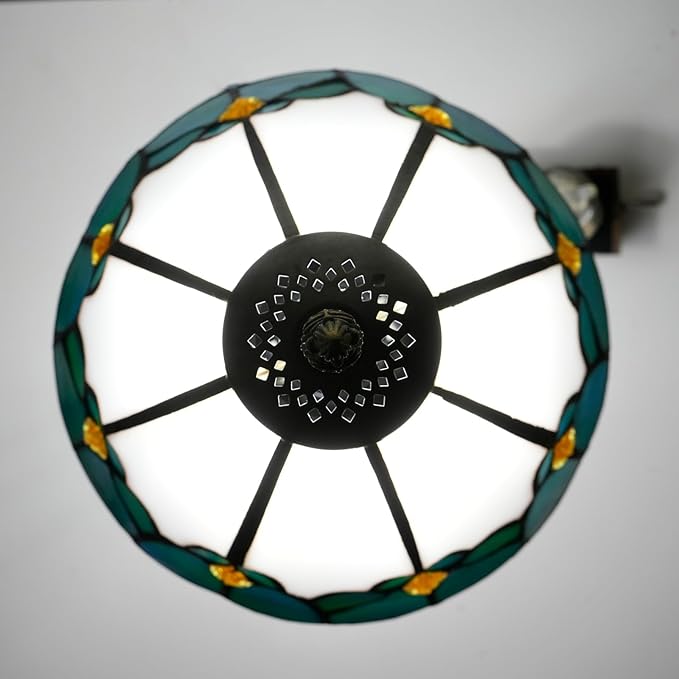 White Tiffany Lamp Small Bedside Dector Light Vintage Stained Glass Table Lamp