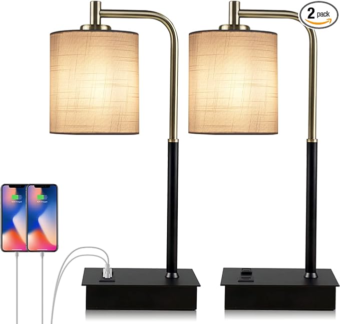 Table Lamp for Bedroom Set of 2