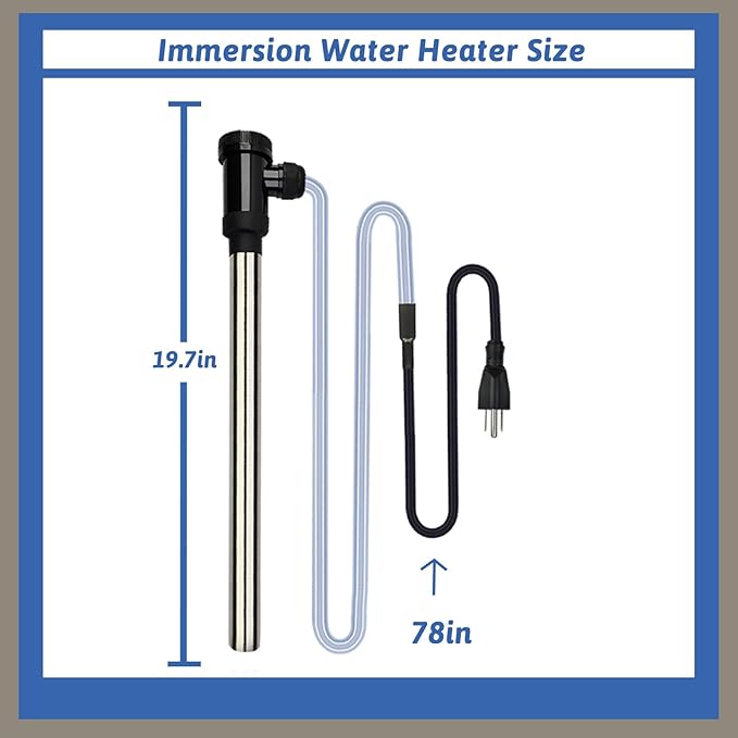 3500W 240V Immersion Water Heater Portable Electric Pool and Hot Tub Submersible Water Heater with Temp Control, WiFi Timer for Bathtub, Baptistry, Swimming pool, above ground pool and Sap