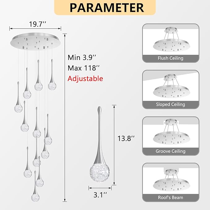 118 inches Modern Glam Crystal Chandelier