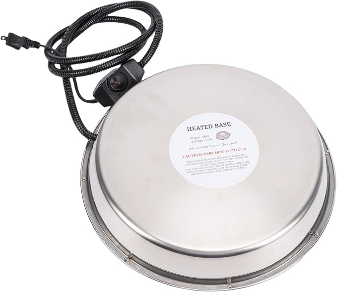 Chicken Waterer Heating Base, Thermostat Control Electric Heater with Water Proof Design, Ideal for Metal Plastic Poultry Drinker Ducks, Geese, Turkeys & Pigeons (US Plug)