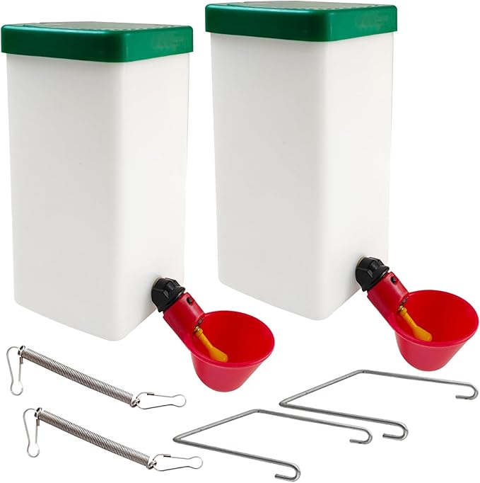 2pcs Automatic Drinker System Chick Water Cups 1L Hanging Automatic Fill Chick Cup Drinker Waterer Used for Cages