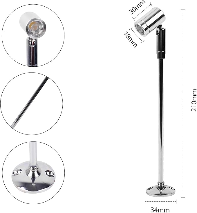 2 Pack Mini LED Spotlight, 3W Aluminum Spot Light Jewelry Showcases Display