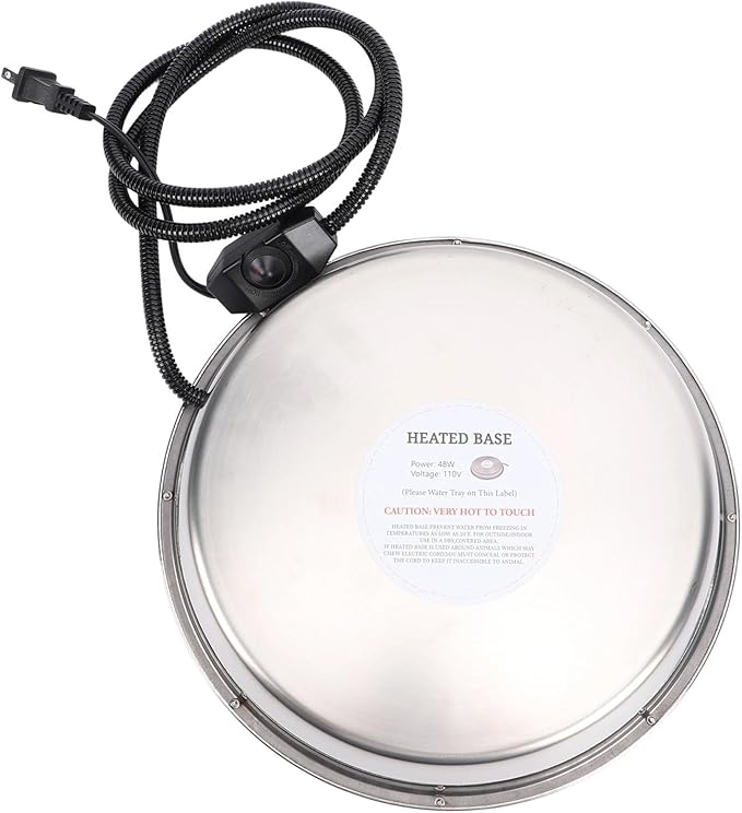 Chicken Waterer Heating Base, Thermostat Control Electric Heater with Water Proof Design, Ideal for Metal Plastic Poultry Drinker Ducks, Geese, Turkeys & Pigeons (US Plug)