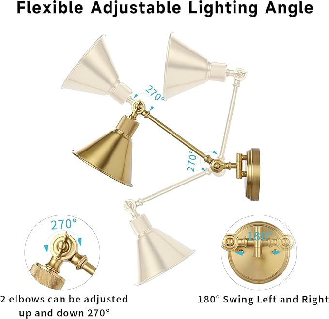 TRLIFE Rechargeable Battery Operated Wall Sconces, Dimmable and Adjustable