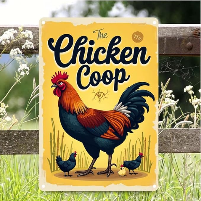 Chicken Coop Outdoor Decorative Sign with Fluffy Butt Hut Design 12x16 Inch for Backyard Farmhouse Poultry Decor