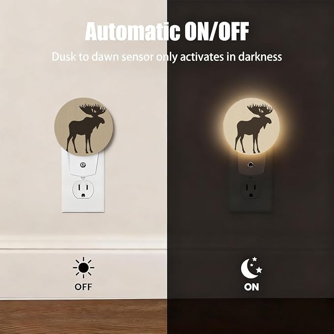Plug-in Moose Silhouette Night Light Wildlife Night Lights Plug into Wall