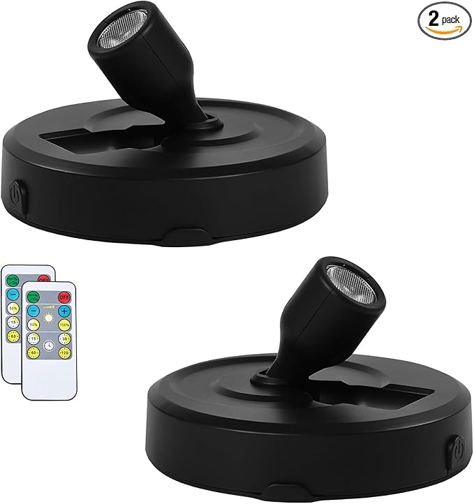 2-Pack Cordless Spotlight Battery Operated Picture Lights, LED Display Puck