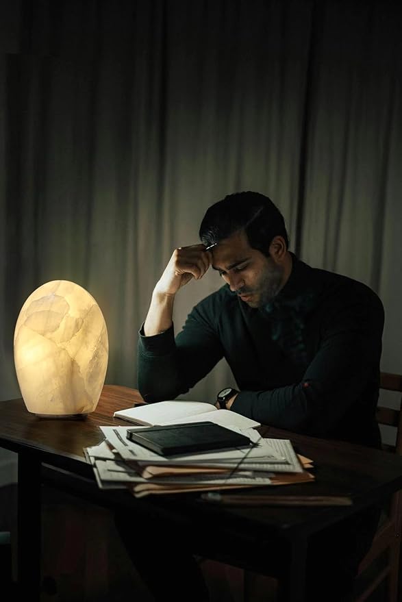 Natural Calcite Stone Lamp – Handcrafted from Solid Crystal Stone, Dimmable