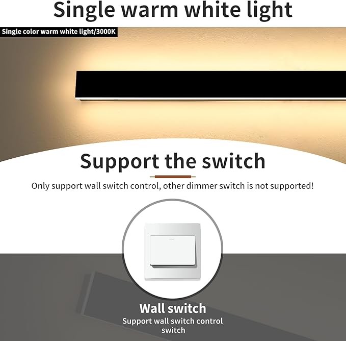 Modern Outdoor Wall Sconce, 47inch LED Wall Mounted Light, 3000K Warm White