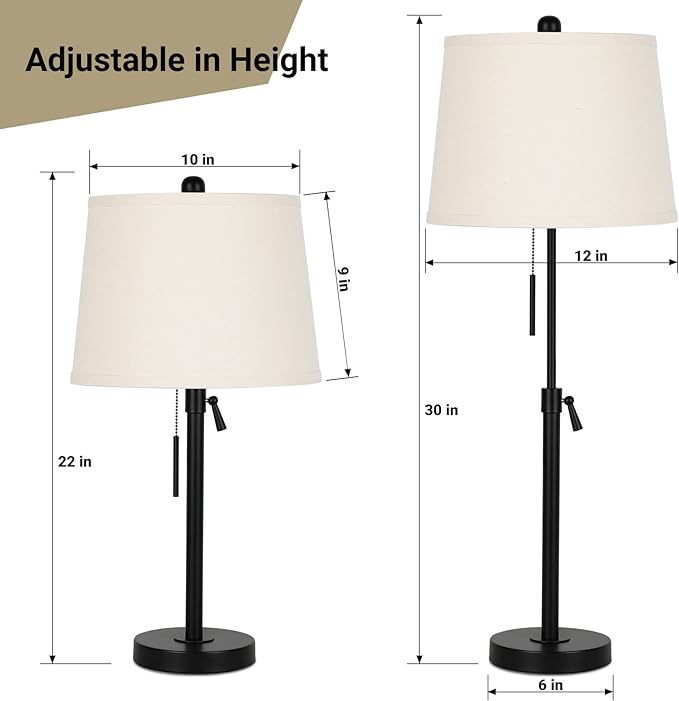 Bedside Table Lamps Set of 2: Tall Black Table Lamps