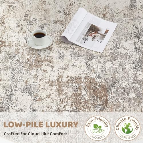 2x3 Entryway Area Rug Washable Neutral Brown Grey Small Carpet (6 Sq Ft)