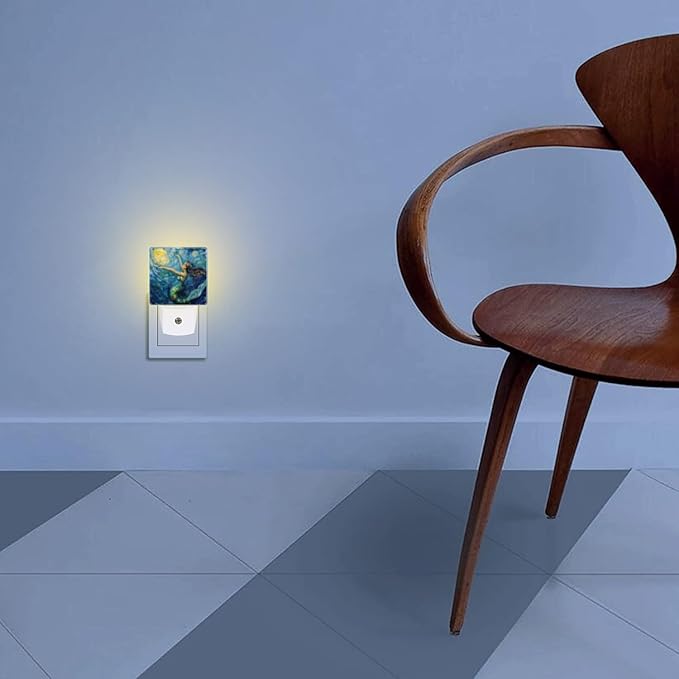 LED Night Lights Plug into Wall, Starry Night Singing Mermaid Decorative Night