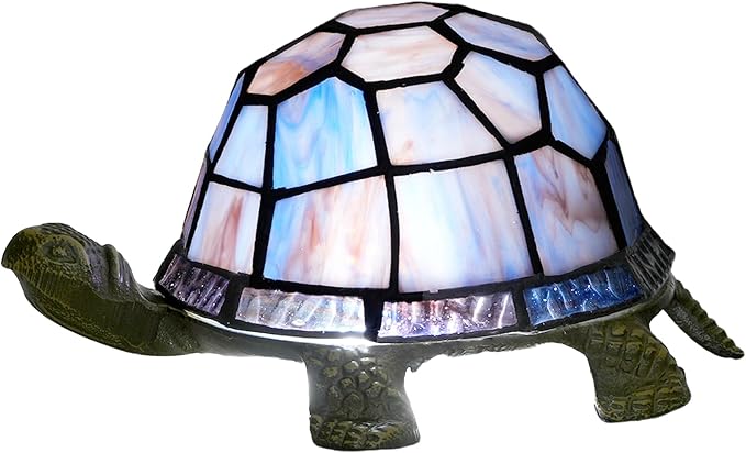 Small Turtle Night Light Tiffany Style Stained Glass Accent Table Lamp Bedroom