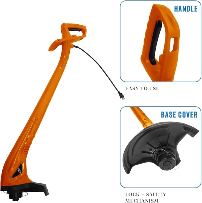 Living + Electric Grass Cutter Corded with 6M Line, String Trimmer, Electric Weed Wacker, Brush Cutter, Bush Trimmer, 250W, Lightweight, and Efficient