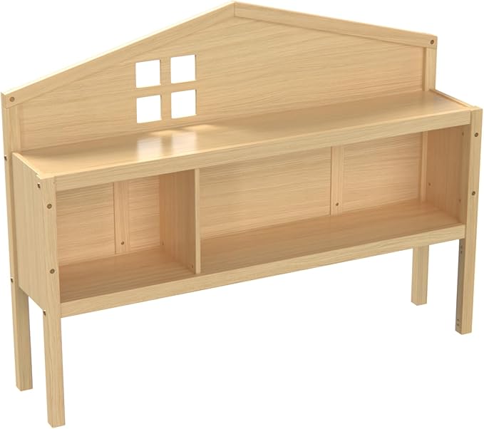 Headboard Storage Cabinet for Full-Size Montessori Floor Bed Natural,Freely Collocation