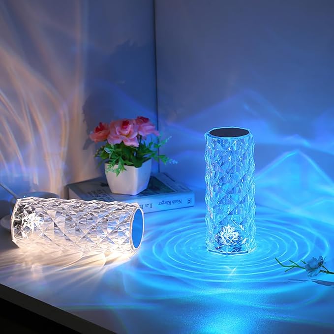 Portable Crystal Table Lamp, 16 Color Touch Control Rechargeable Lamp, Crystal