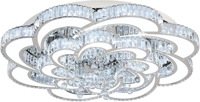 Flashing God Dia 32'' Modern K9 Crystal Chandelier Flush Mount Ceiling Light