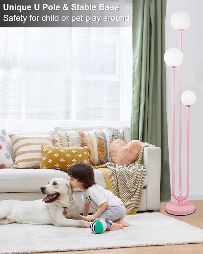 Lightdot 63IN Pink Floor Lamp Mid Century Modern Floor Lamp