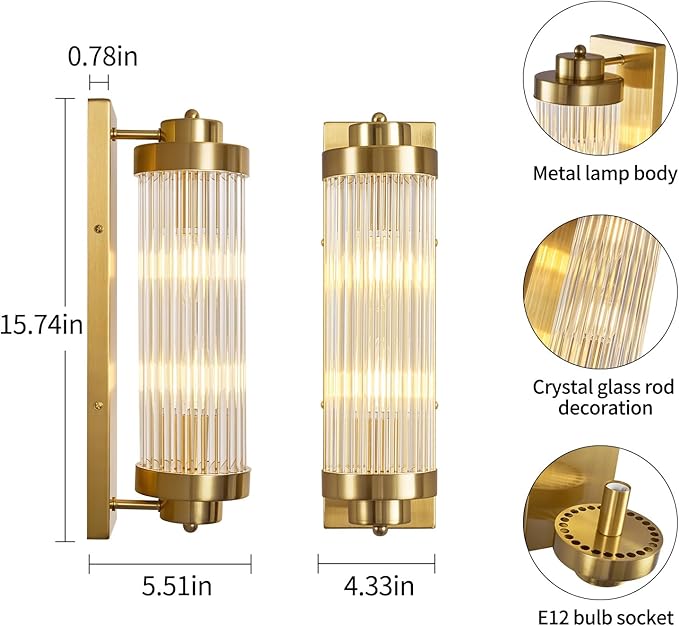 Gold Wall Sconces Set of Two