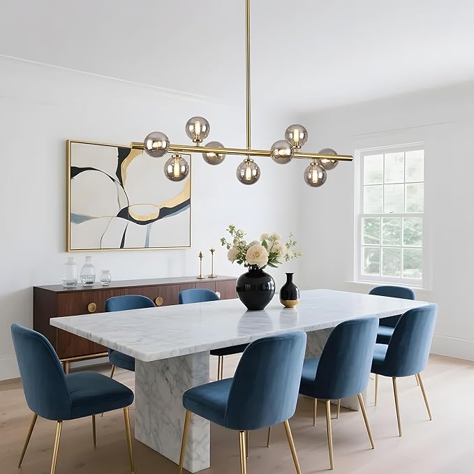 Mid Century Modern Globe Sputnik Chandelier, 9-Light Linear Chandeliers