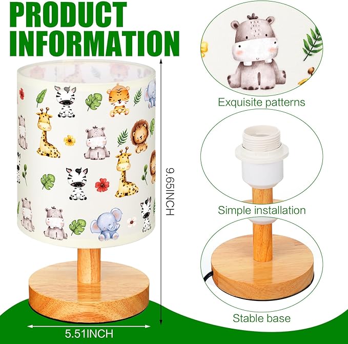 VIHOSE Safari Animal Kids Table Lamp