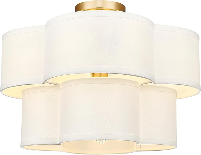 Gold Semi Flush Mount Ceiling Light, 5-Light 18" Ceiling Light Fixtures