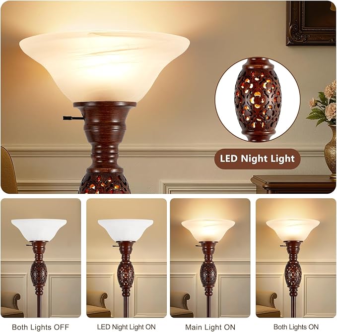 70" Torchiere Floor Lamp with NightLight