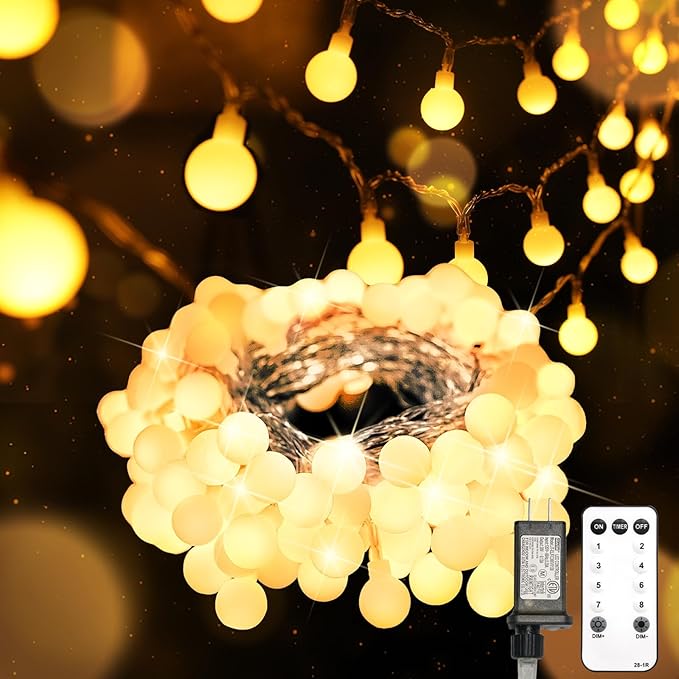 suddus String Lights for Bedroom, 33ft 100 Led Connectable Globe String Lights