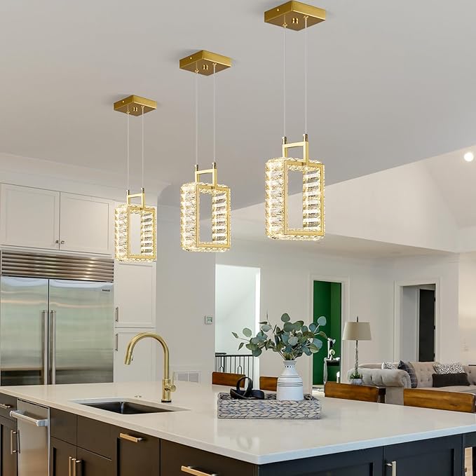 Kitchen Island Mini Light Fixture Modern Led Crystal Pendant Light Gold
