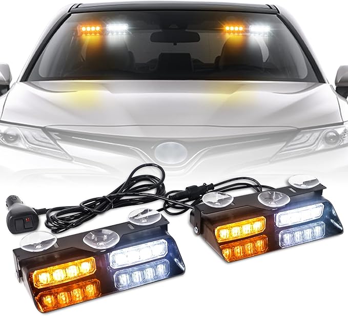 XRIDONSEN 2 in 1 Emergency Dash Strobe Lights Interior Windshield Lights Amber