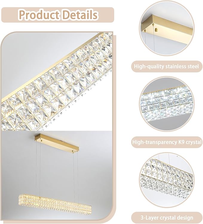 Rectangle Crystal Chandelier Modern Gold Crystal Chandelier Rectangular Pendant