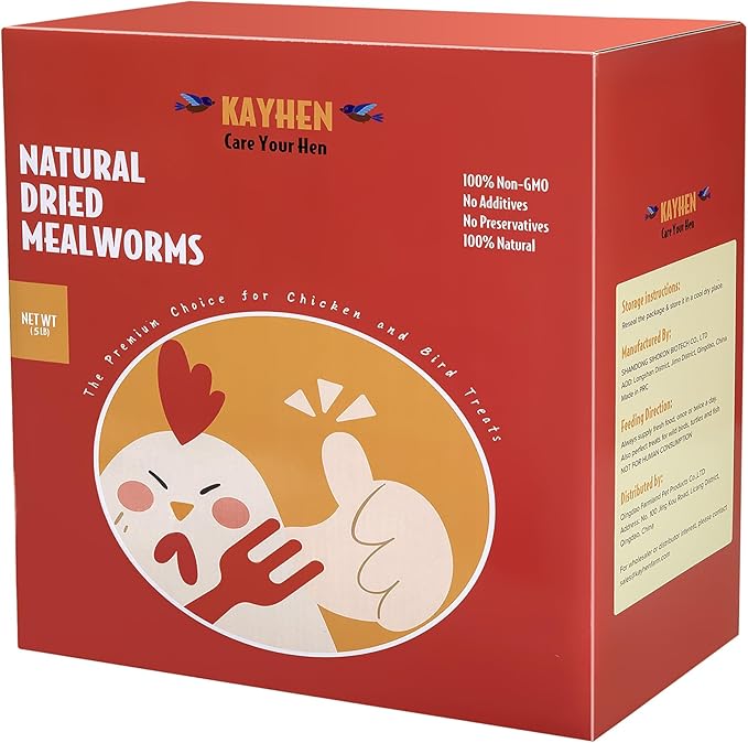 KAYHEN Dried Mealworms for Chickens 5LB Pure Natural Non-GMO High Protein Feed Meal Worms for Laying Hens Wild Birds