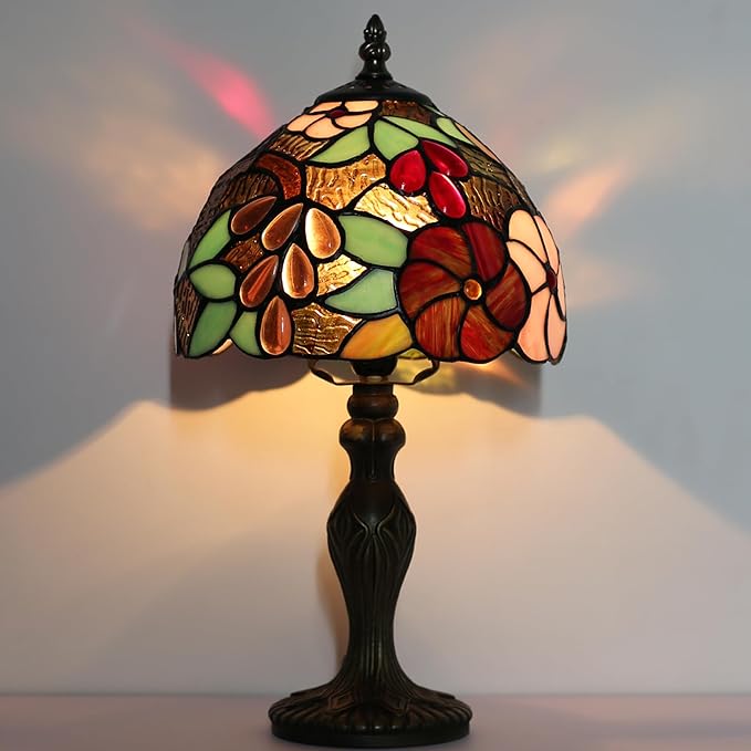 Tiffany Style Lamp Stained Glass Table Lamp 8 x 14.5 Mini Accent Light Grape