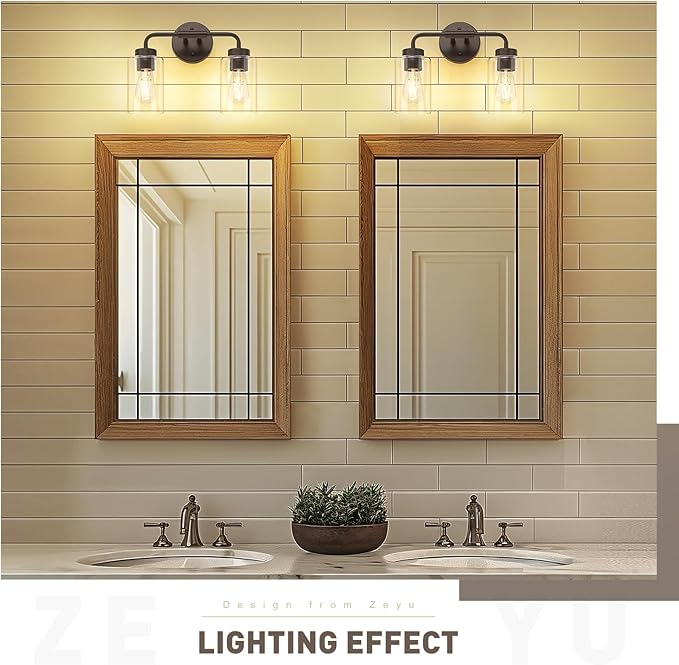 zeyu 2 Light Bathroom Vanity Light, Farmhouse Wall Sconce Lighting